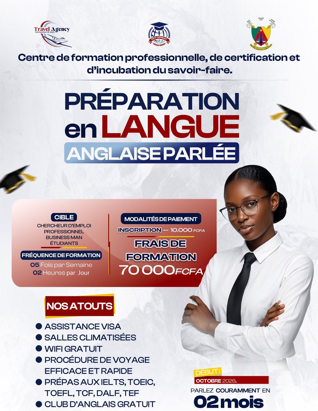 Affiche de la formation Anglais parlé publiée par le centre.