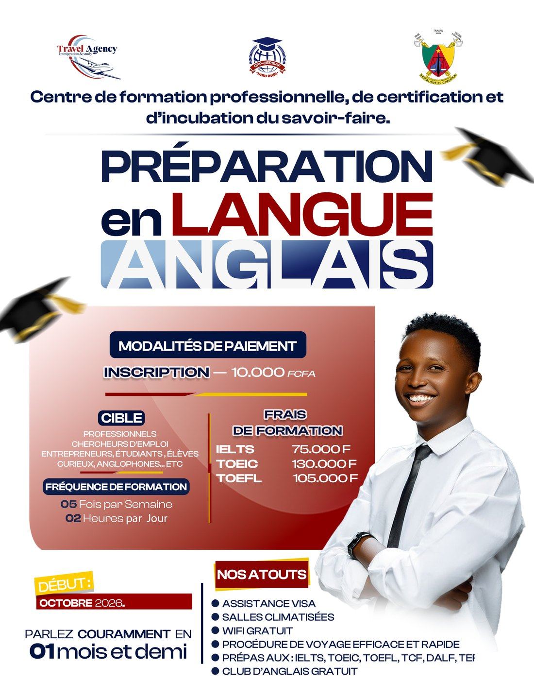 Affiche de la formation Anglais publiée par le centre.