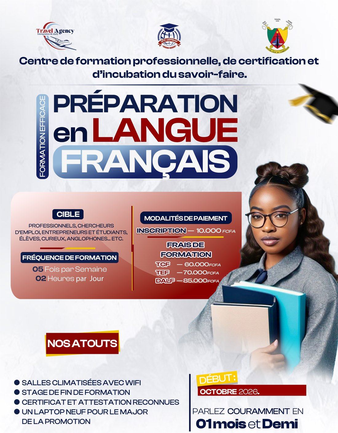 Affiche de la formation Français publiée par le centre.